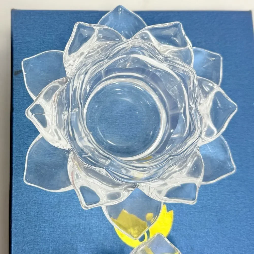 Slymeay Crystal Lotus Flower Candleholders Set of 2 Wedding Gift Anniversary